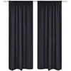 Image de 2 Pcs Rideau Blackout Occultant Noir Tête À Fente 135 X 245 Cm Vidaxl
