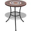 Image de vidaXL Table de bistro Terre cuite et blanc 60 cm Mosaïque
