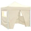 Image de vidaXL Tente pliable avec 4 parois Crème 3 x 3 m