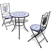 Image de Ensemble De Bistro 3 Pcs Carreaux Céramiques Bleu Et Blanc Vidaxl