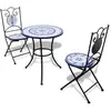 Image de Vidaxl table de bistro 60 cm et 2 chaises mosaïqué bleu/blanc 271771