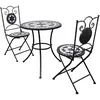 Image de vidaXL Set de bistro mosaïqué table 60 cm et 2 chaises noir/blanc de jardin 271772