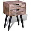 Image de Table De Chevet Avec 2 Tiroirs Bois De Teck Recyclé Vidaxl
