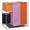 Image de vidaXL Panier à linge à 3 sections avec un bac de lavage