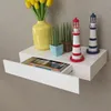 Image de vidaXL Étagère murale avec 1 tiroir MDF Blanc Rangement de livres/DVD 242187
