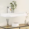 Image de vidaXL Étagère murale avec 1 tiroir MDF Blanc Rangement de livres/DVD 242188