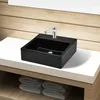 Image de Vasque rectangulaire à trou Noir en céramique pour salle de bain