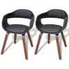 Image de Chaises À Manger Lot De 2 Noir Bois Courbé Et Similicuir Vidaxl