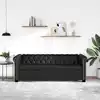 Image de Canapé Chesterfield À 3 Places Cuir Synthétique Noir Vidaxl