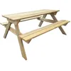 Image de Table de pique-nique en bois - Naturel - 150 x 135 x 71.5 cm