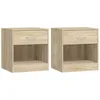 Image de Table De Chevet 2 Pcs Avec Tiroir Couleur De Chêne Vidaxl