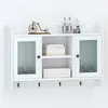 Image de Vitrine murale blanche avec étagère pour Livre / DVD / Verre - VIDAXL