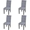 Image de Chaises de salle à manger - VIDAXL - Gris clair - Lot de 4 - Tissu - Bois massif
