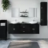Image de Ensemble De Meubles Salle De Bain 7 Pcs Noir Bois D'ingénierie Vidaxl