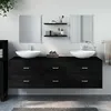 Image de Ensemble De Meubles Salle De Bain 5 Pcs Noir Bois D'ingénierie Vidaxl