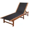 Image de Chaise longue en acacia et textilène - Noir - 200 x 66 x 34 cm