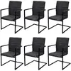 Image de Chaises À Manger Cantilever Lot De 6 Noir Similicuir Vidaxl