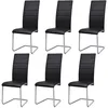 Image de Chaises À Manger Cantilever Lot De 6 Noir Similicuir Vidaxl