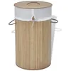 Image de vidaXL Panier à linge rond Bambou naturel