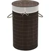 Image de Panier À Linge Rond En Bambou Marron Foncé Vidaxl