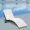 Image de Chaise Longue Pliable Avec Coussin Résine Tressée Noir Vidaxl