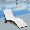 Image de vidaXL Chaise longue pliable avec coussin Résine tressée Noir 41809