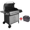 Image de vidaXL Barbecue à gaz 6 + 1 zone de cuisson Noir et argenté