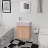 Image de Meuble de salle de bain - vidaXL - Ensemble 3 pièces - Beige - Armoire avec miroir - Lavabo inclus