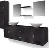 Image de Mobilier De Salle De Bain Avec Lavabo 9 Pcs Noir Vidaxl