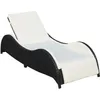 Image de vidaXL Chaise longue avec coussin Résine tressée Noir