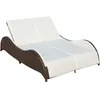 Image de Chaise Longue Double Avec Coussin Résine Tressée Marron Vidaxl