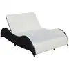Image de Chaise Longue Double Avec Coussin Résine Tressée Noir Vidaxl