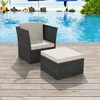 Image de Chaise De Jardin Avec Tabouret Noir Résine Tressée Vidaxl