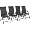Image de Chaises Pliables De Jardin Lot De 4 Aluminium Et Textilène Noir Vidaxl