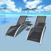 Image de vidaXL Chaises longues avec table Aluminium Noir