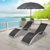 Image de Chaises Longues Et Parasol Aluminium Noir Vidaxl