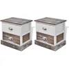 Image de vidaXL Table de chevet 2 pcs Marron et Blanc