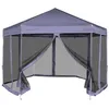 Image de vidaXL Chapiteau Pliable Hexagonal avec 6 Parois Latérales Bleu Foncé Tente 42110