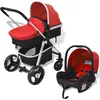 Image de Poussette 3-en-1 Aluminium Rouge Et Noir Vidaxl