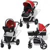 Image de Vidaxl poussette 3-en-1 aluminium rouge et noir 10114