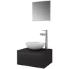 Image de Meuble De Salle De Bain 4 Pcs Avec Lavabo Et Robinet Noir Vidaxl