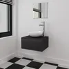 Image de vidaXL Meuble de salle de bain 4 pcs avec lavabo et robinet Noir