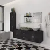 Image de vidaXL 11 pièces mobilier meuble pour salle de bains avec lavabo et robinet noir 273687