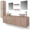 Image de Meuble De Salle De Bain 11 Pcs Avec Lavabo Et Robinet Beige Vidaxl