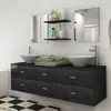 Image de vidaXL Neuf pcs mobilier meuble pour salle de bains avec lavabo et robinet noir 273689
