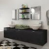 Image de Dix Pièces Pour Salle De Bains Avec Lavabo Et Robinet Noir Vidaxl
