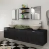 Image de vidaXL Dix pcs mobilier meuble pour salle de bains avec lavabo et robinet noir 273691