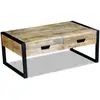 Image de Table Basse Avec 2 Tiroirs Bois De Manguier Massif 100x60x40 Cm Vidaxl