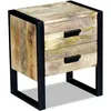 Image de Table Auxiliaire À 2 Tiroirs Bois Manguier Massif 43x33x51 Cm Vidaxl