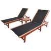 Image de Chaises Longues Lot De 2 Et Table Bois D Acacia Et Textilène